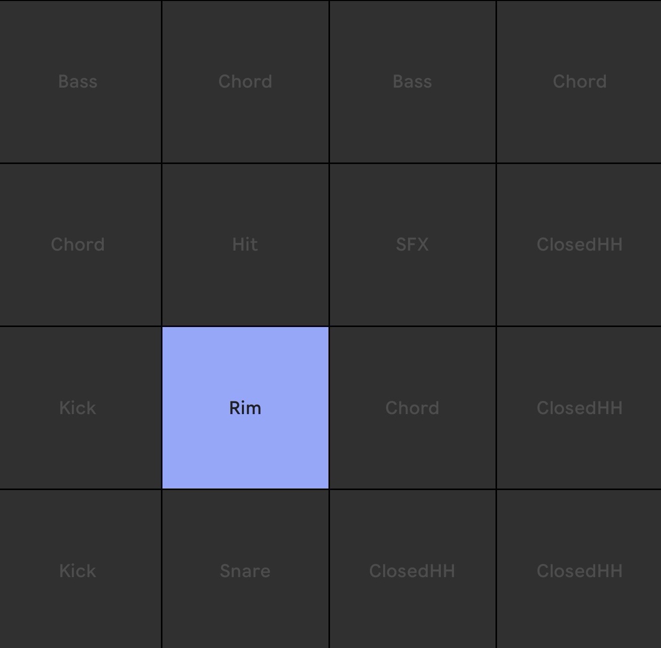 A Kit Maker drum kit on the pads in Ableton Note