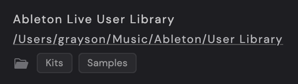 Preferences > Folder Paths: the Ableton Live User Library row
