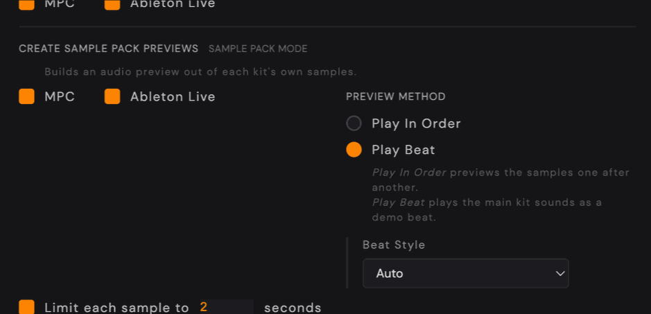 Preferences: Audio Previews